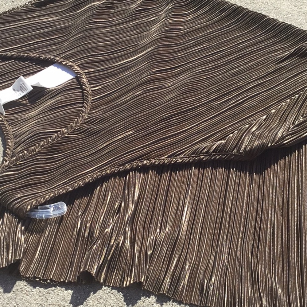 NWT Beach Swim Cover Up Wrinkle free Vaca Bronze Metallic Accordion Pleat Dress - Picture 5 of 16